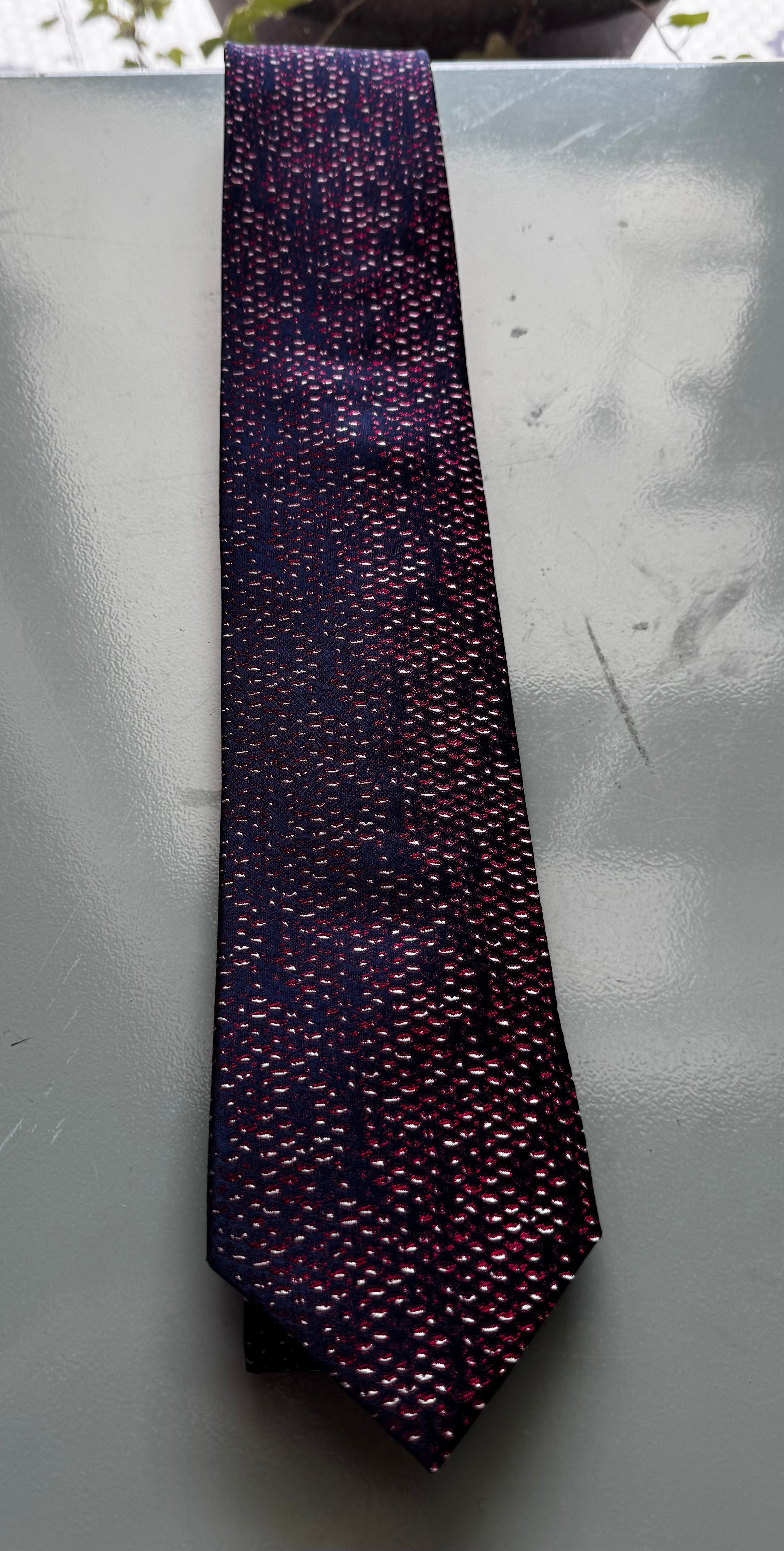 Silk Tie Hand Made Navy Snake