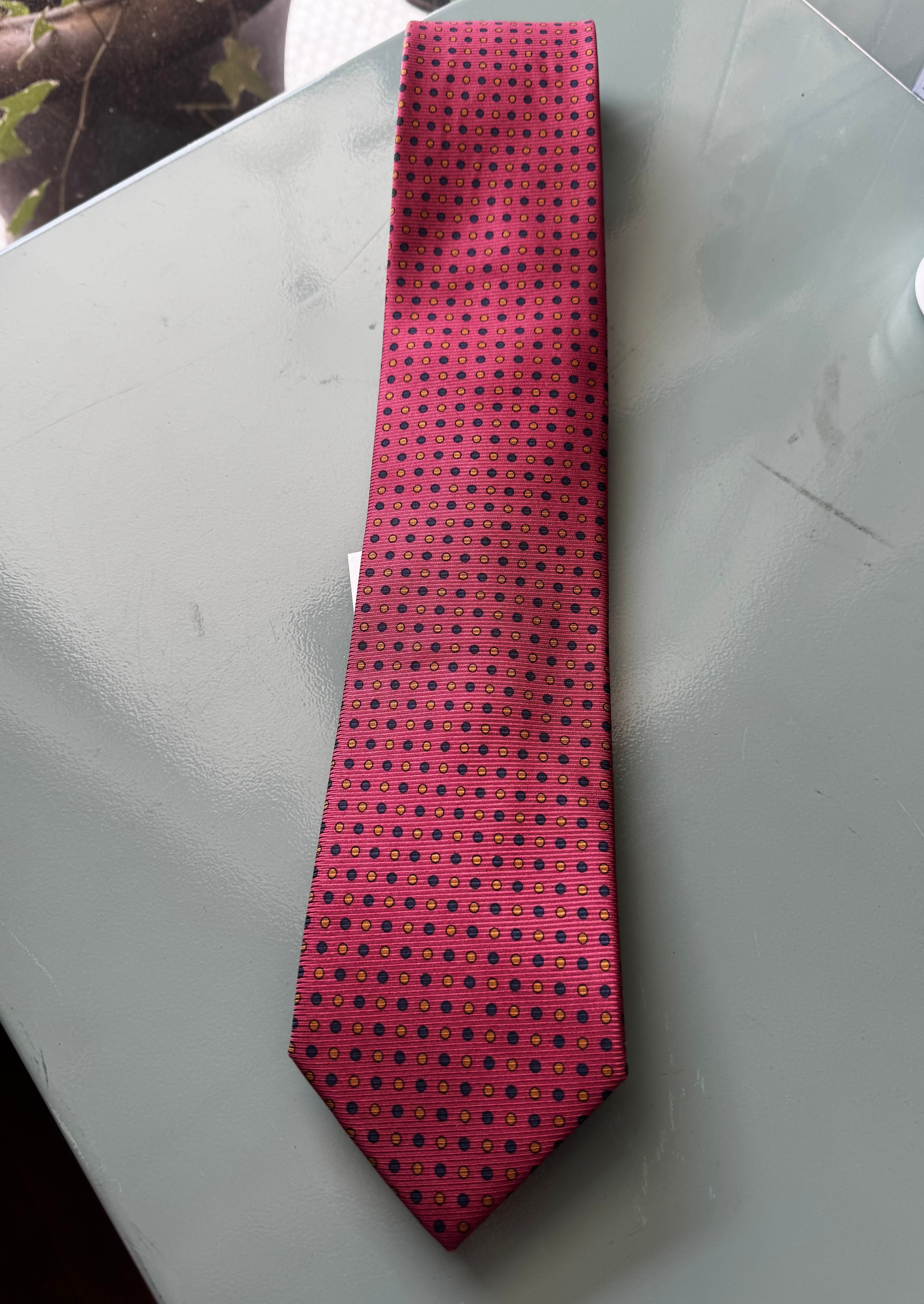 Silk Tie Hand Made Red Dot