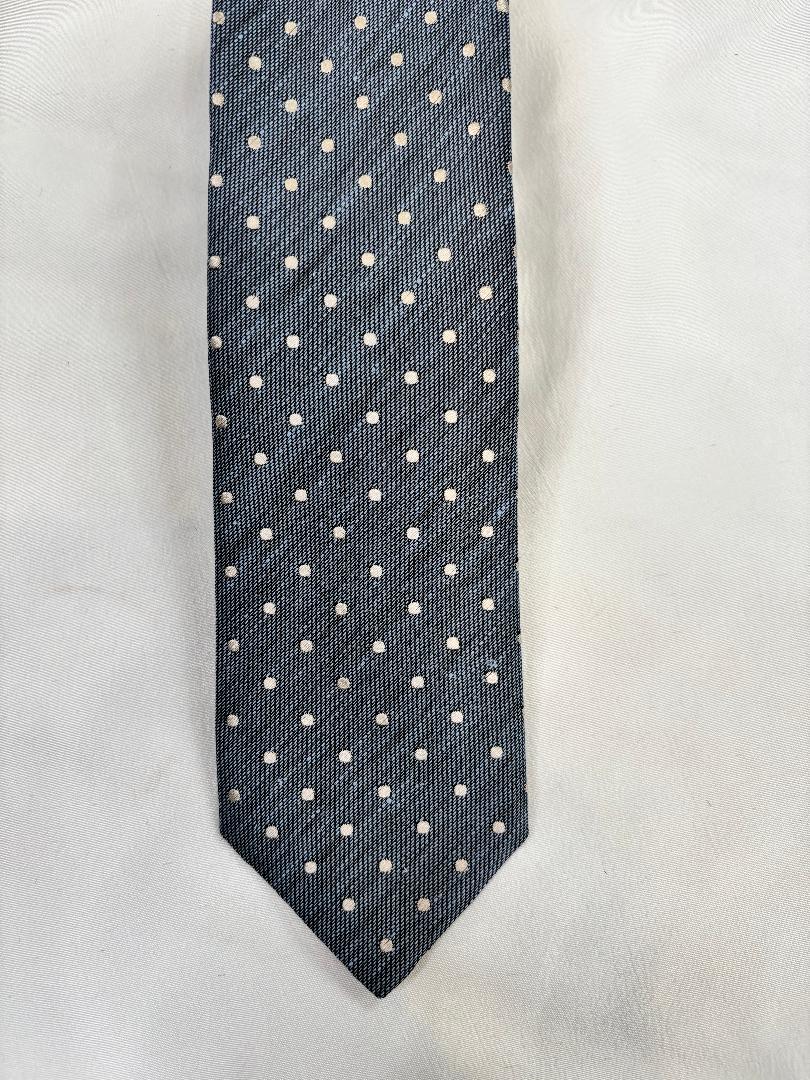 Geoff Nicholson Tie Blue Beige Silk Linen GNN24-6076A